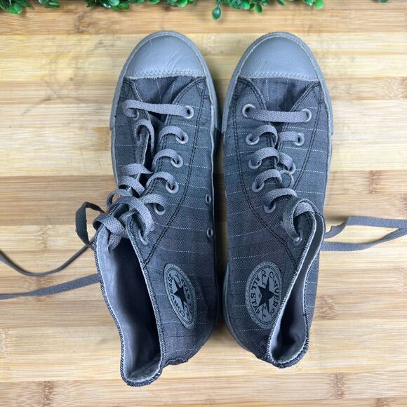 Converse Chuck Taylor Gray Pin Stripe Hi Tops Shoes Mens Sz 6 Womens Sz 8 - Picture 5 of 8
